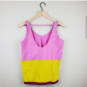 Nike Pink Yellow Athletic Tank Top Large
